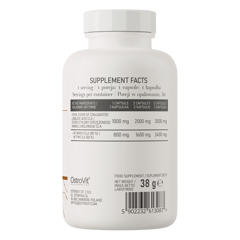 OstroVit CLA 1000 mg | CLA Konjugētā Linolskābe 30 Kapsulas