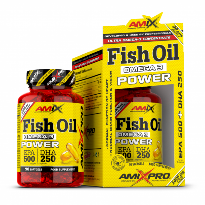 AmixPro Fish Oil Omega3 Power | Omega-3 Zivju Eļļa 60 Kapsulas Ar Augstu EPA/DHA Saturu