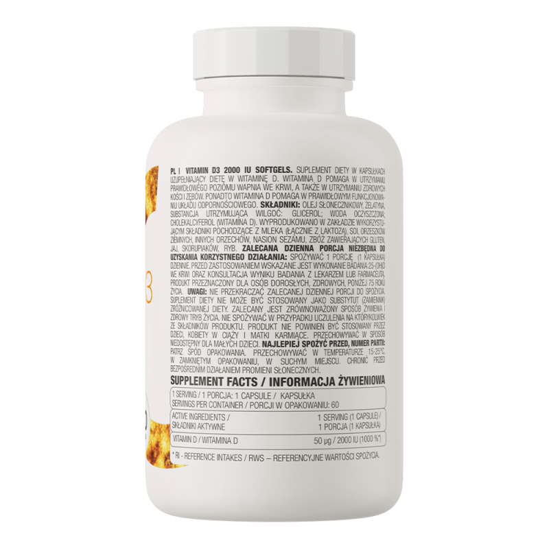 OstroVit Vitamin D3 2000 IU | Vitamīns D3 2000 IU 60 Kapsulas OstroVit Vitamin D3 2000 IU | Vitamīns D3 2000 IU 60 Kapsulas