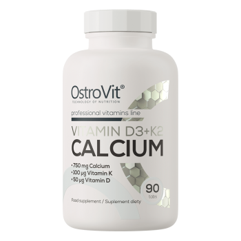 OstroVit Vitamin D3 + K2 + Calcium | Kalcijs D3 + K2 90 Tabletes