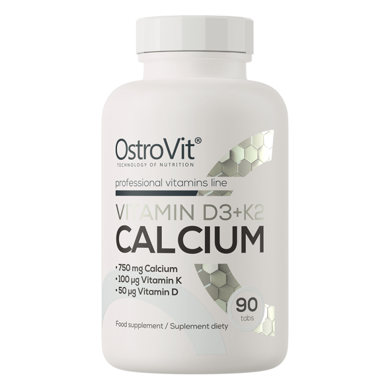 OstroVit Vitamin D3 + K2 + Calcium | Kalcijs D3 + K2 90 Tabletes