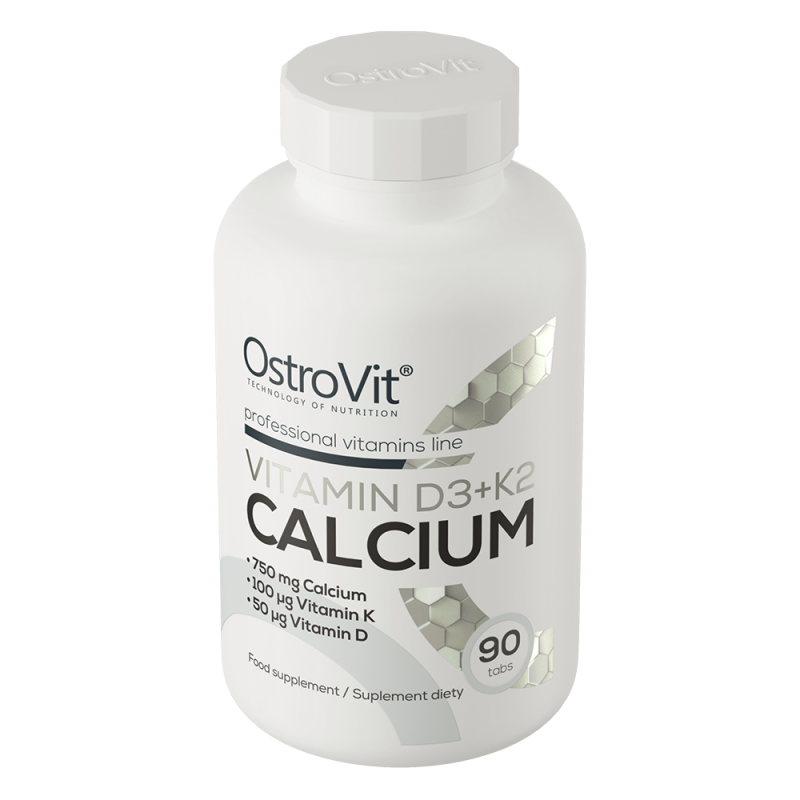 OstroVit Vitamin D3 + K2 + Calcium | Kalcijs D3 + K2 90 Tabletes