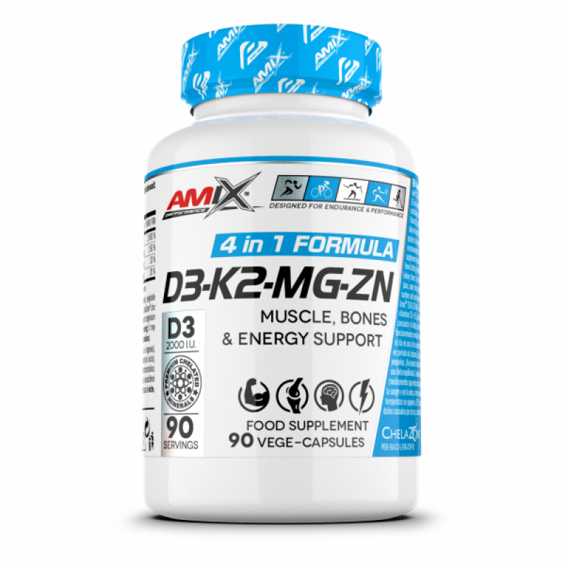 Amix Performance D3–K2–Mg–Zn | Vitamīni D3+K2 + Magnijs & Cinks 90 kapsulas Amix Performance D3–K2–Mg–Zn | Vitamīni D3+K2 + Magnijs & Cinks 90 kapsulas