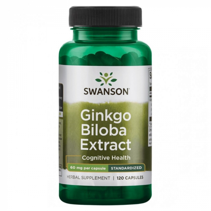Swanson Ginkgo Biloba Ekstrakts  | Smadzeņu Darbībai 120 Kapsulas