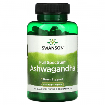 Swanson Ashwagandha | Adaptogēns Stresa Mazināšanai 100 Kapsulas